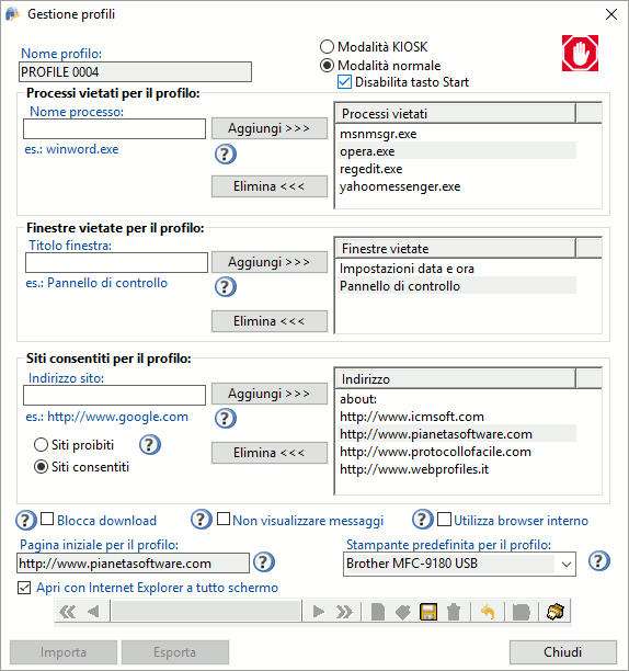 software web profiles: protezione internet e limitazione siti visitabili